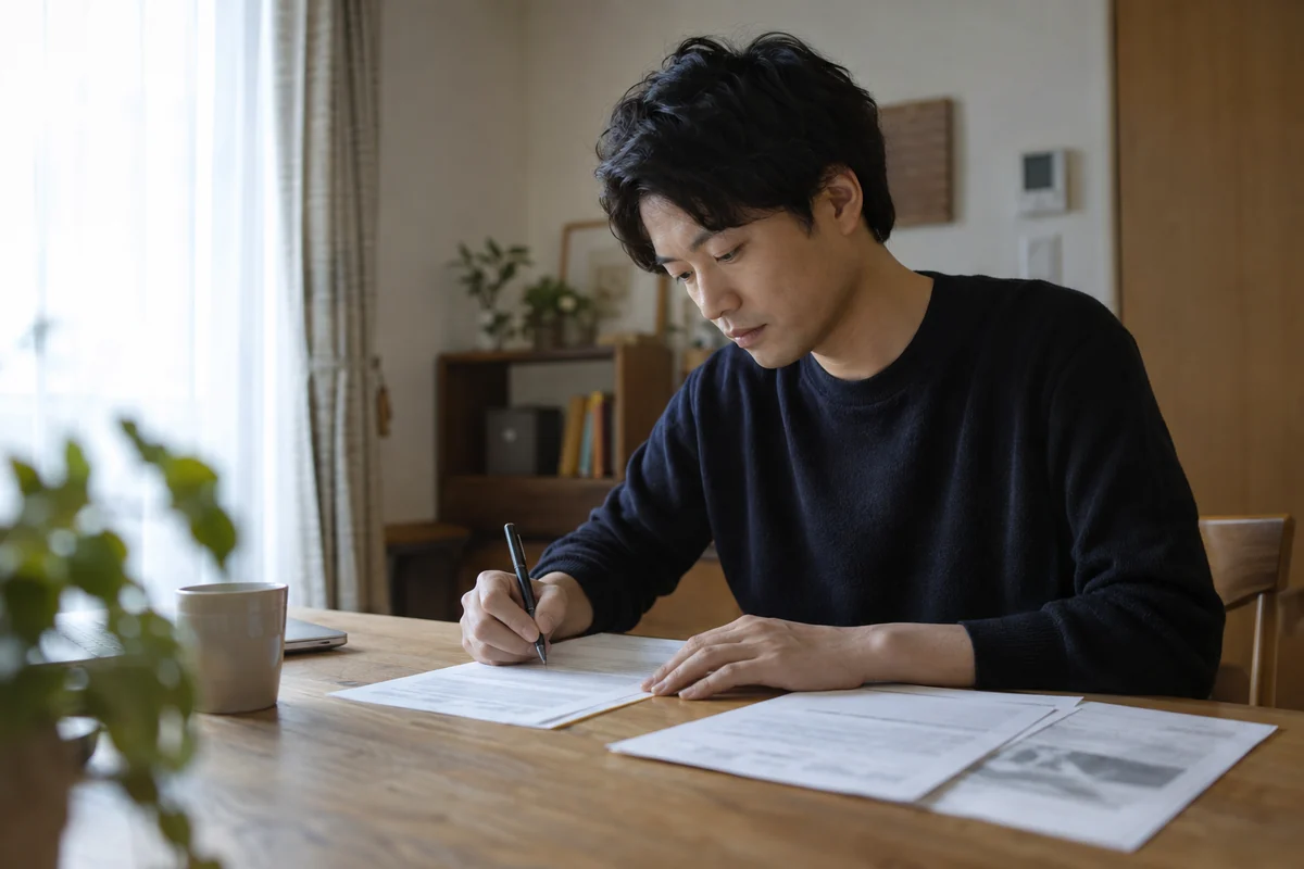 ご入会手続きの必要書類を確認する様子
