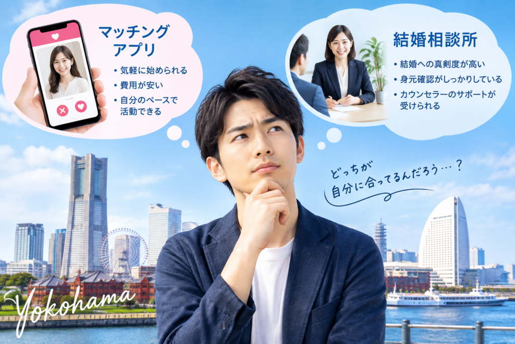 横浜で婚活するなら結婚相談所？マッチングアプリとの違いを比較